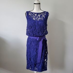Tadashi Shoji Lace Overlay Blouson Cocktail Dress